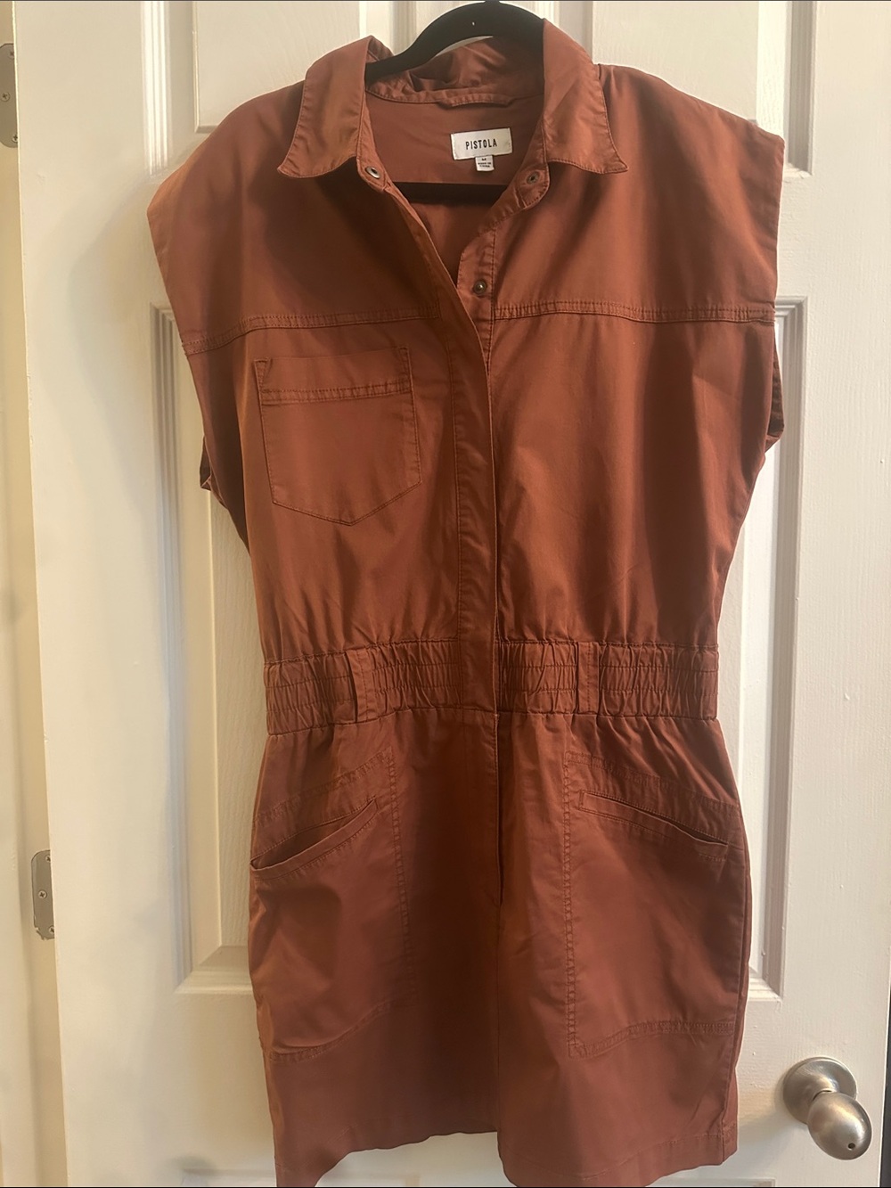Pistola Rust-Brown Sleeveless Utility Dress